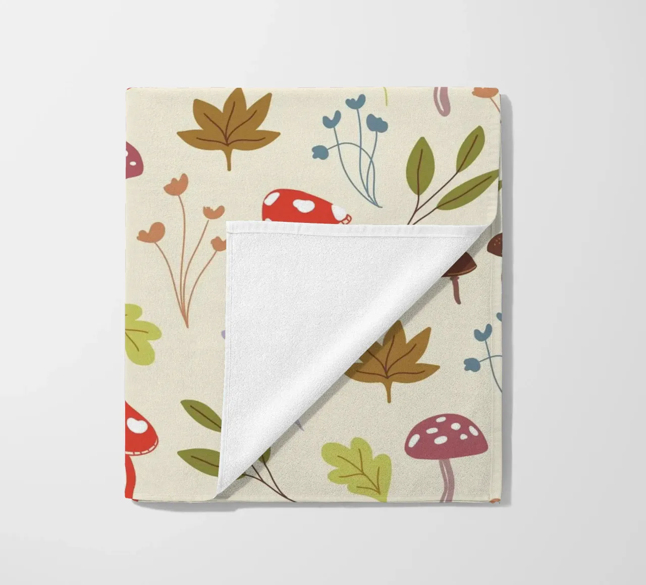 Tiny mushrooms and leaves pattern telo mare da anisillustration