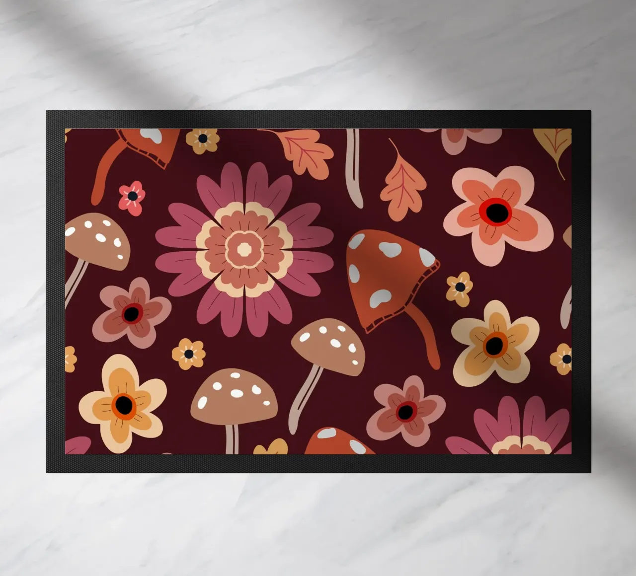 Retro flowers and mushrooms zerbino da anisillustration