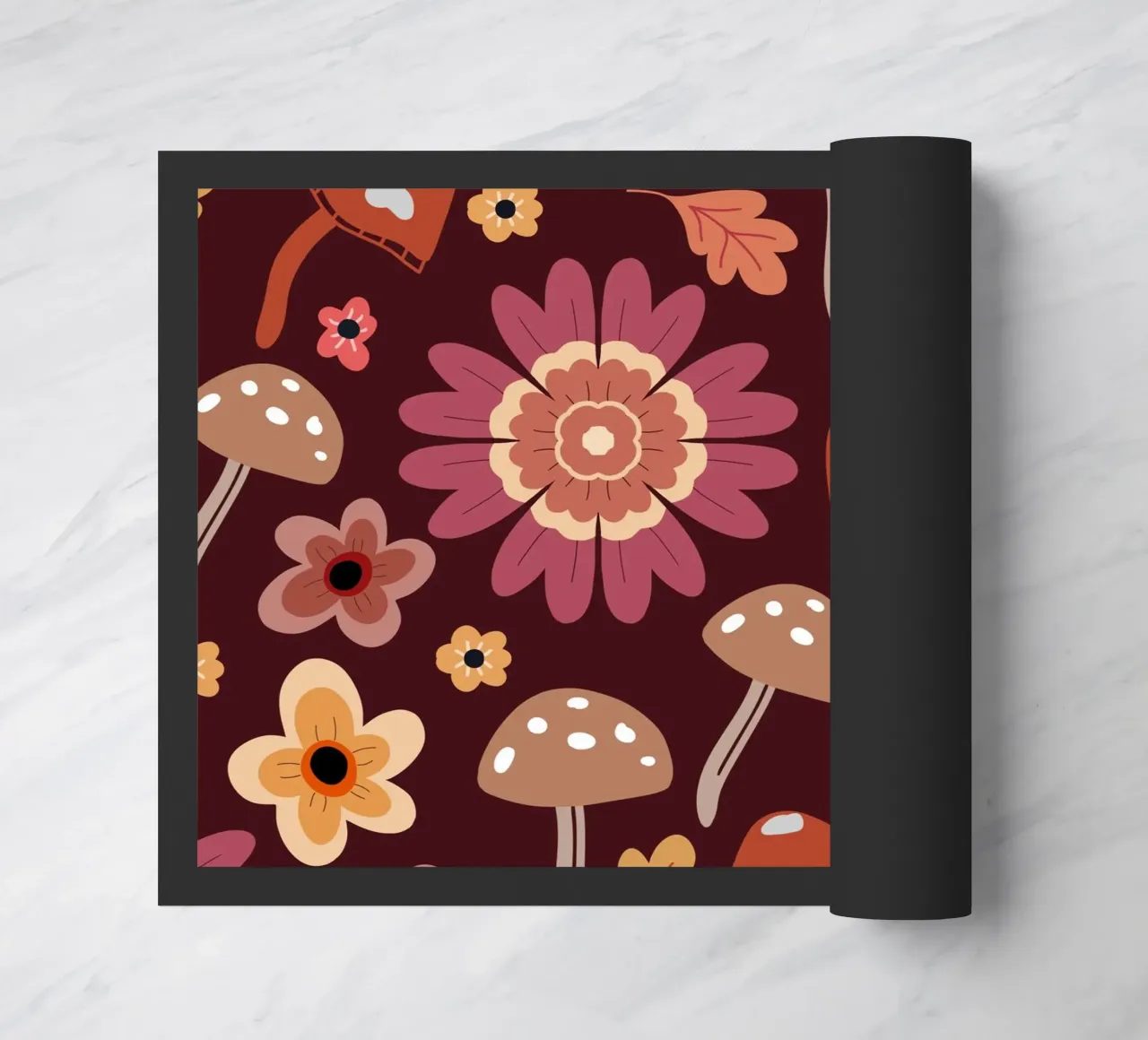 Retro flowers and mushrooms zerbino da anisillustration