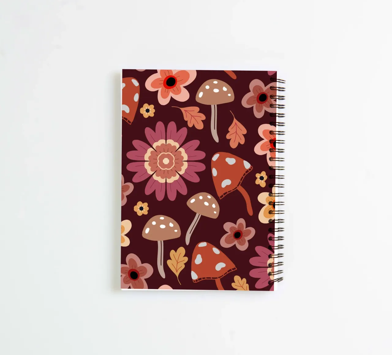 Retro flowers and mushrooms spiral notebook by anisillustration