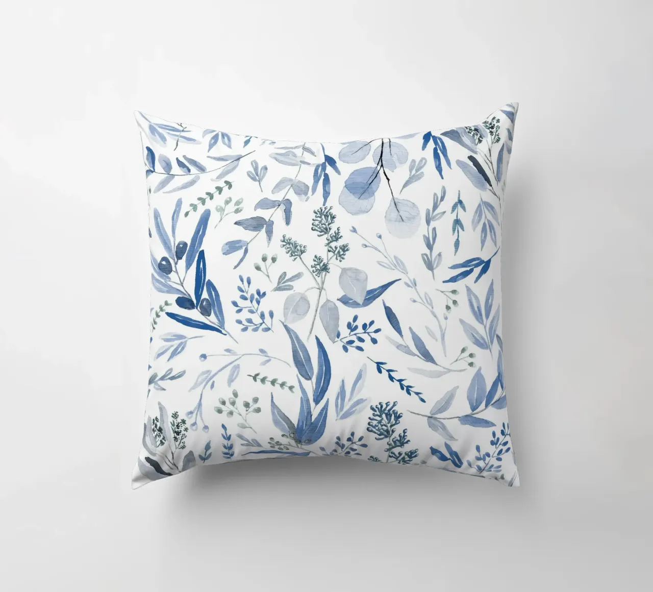 Blue Eucalyptus Pattern cuscino da anisillustration