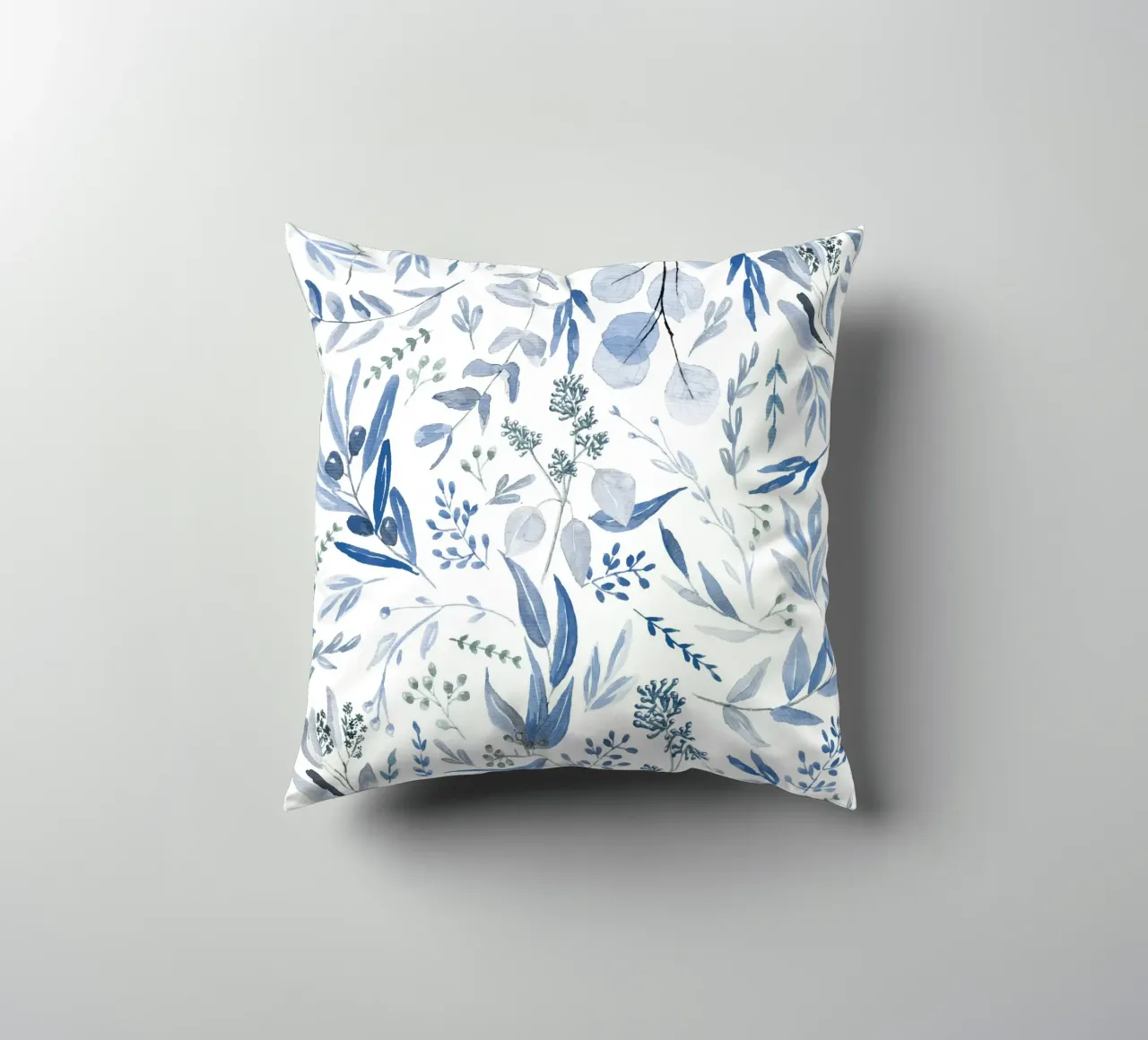 Blue Eucalyptus Pattern cuscino da anisillustration