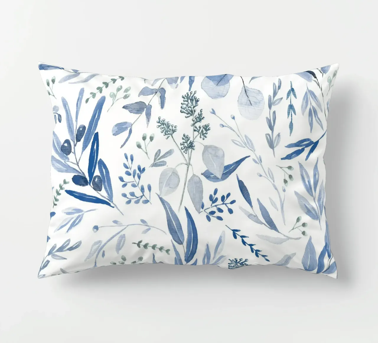 Blue Eucalyptus Pattern cuscino da anisillustration