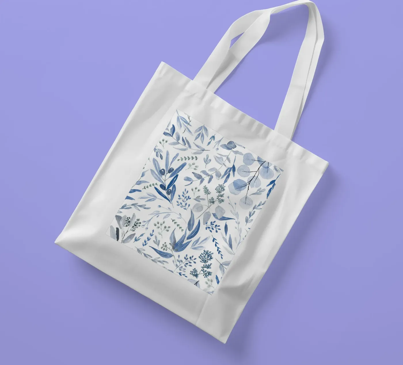 Blue Eucalyptus Pattern tote bag by anisillustration