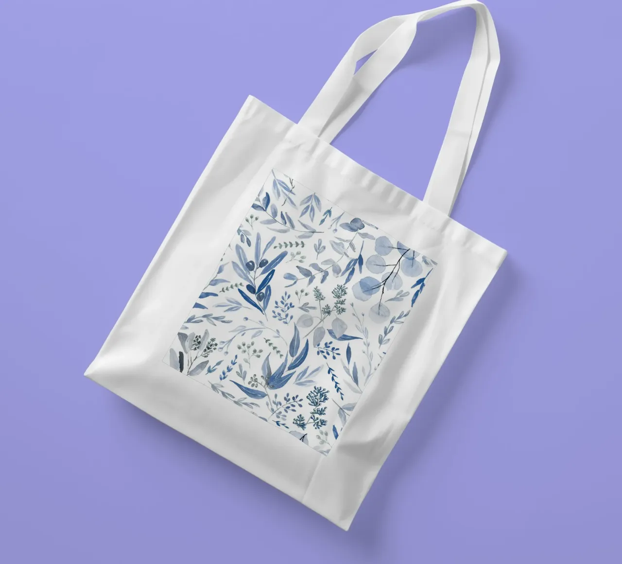 Blue Eucalyptus Pattern borsa in juta da anisillustration