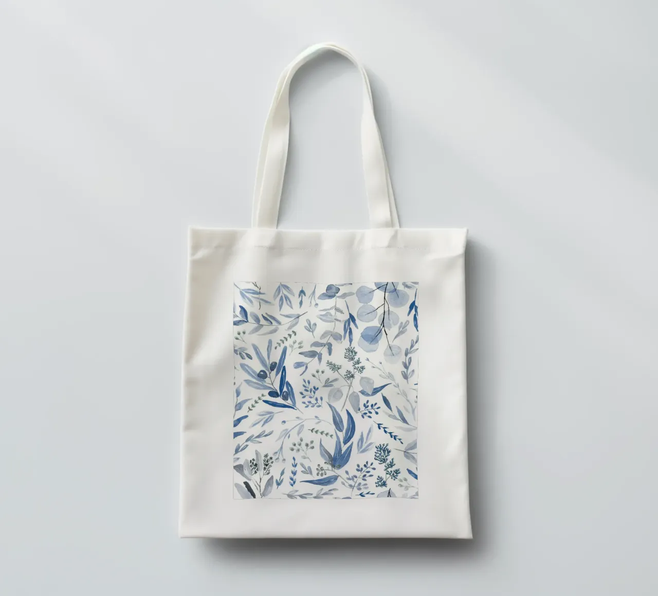 Blue Eucalyptus Pattern borsa in juta da anisillustration