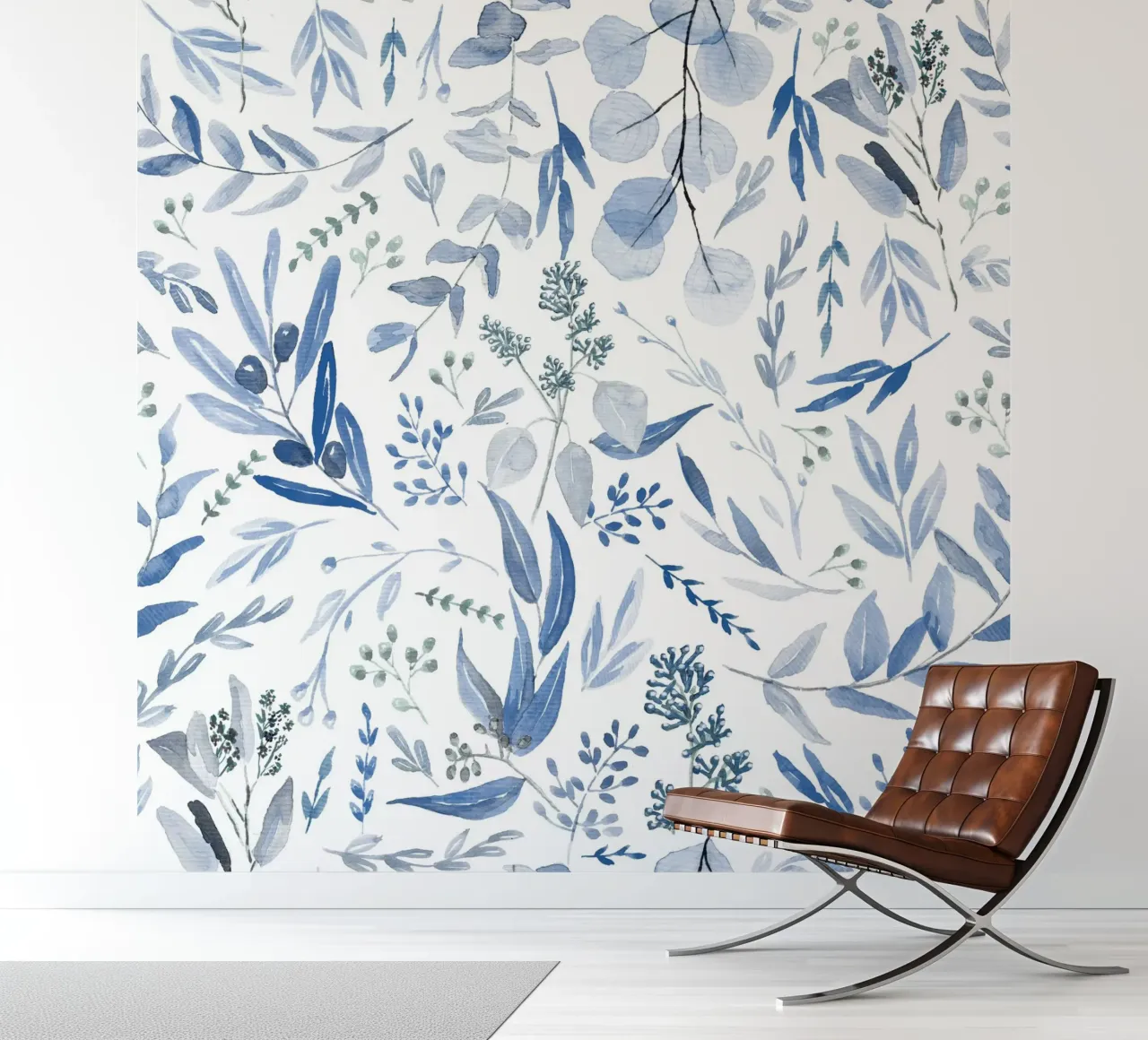 Blue Eucalyptus Pattern fotobehang van anisillustration