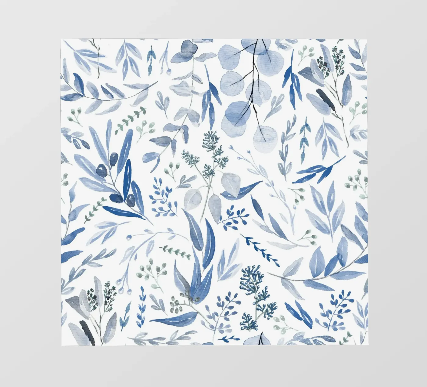 Blue Eucalyptus Pattern carta da parati fotografica da anisillustration