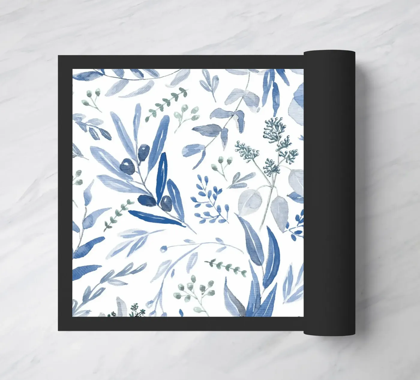 Blue Eucalyptus Pattern Fußmatte von anisillustration
