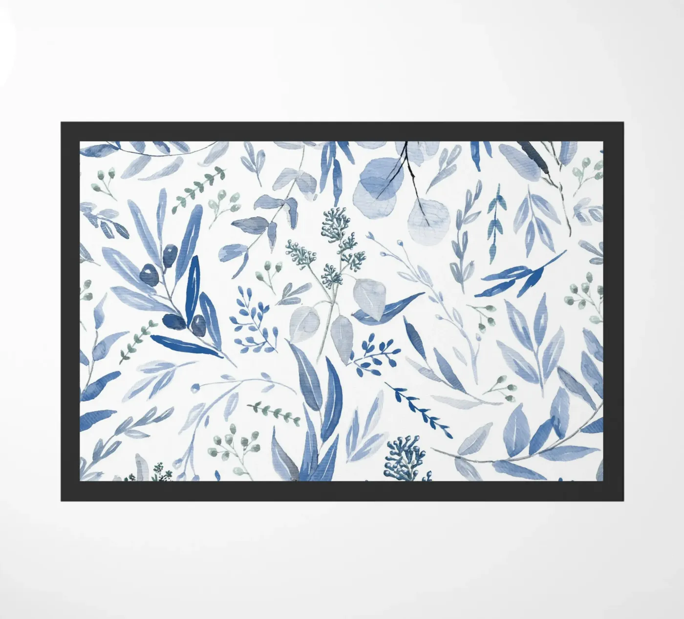 Blue Eucalyptus Pattern Fußmatte von anisillustration