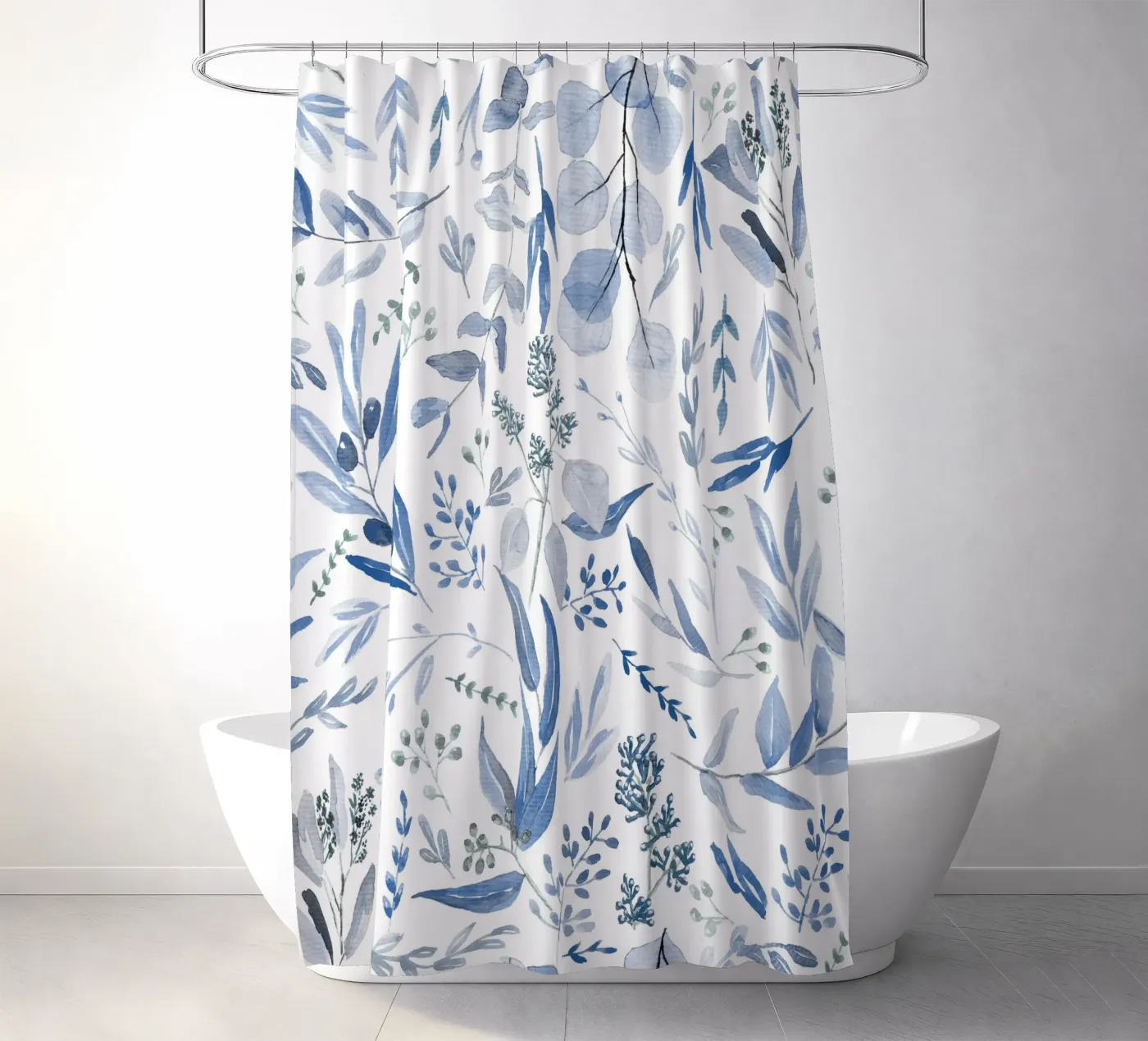 Blue Eucalyptus Pattern Duschvorhang von anisillustration