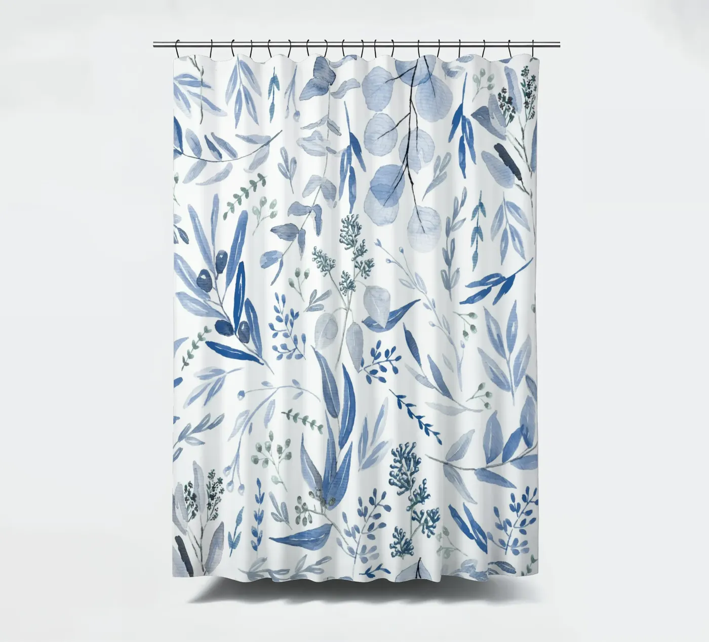 Blue Eucalyptus Pattern Duschvorhang von anisillustration