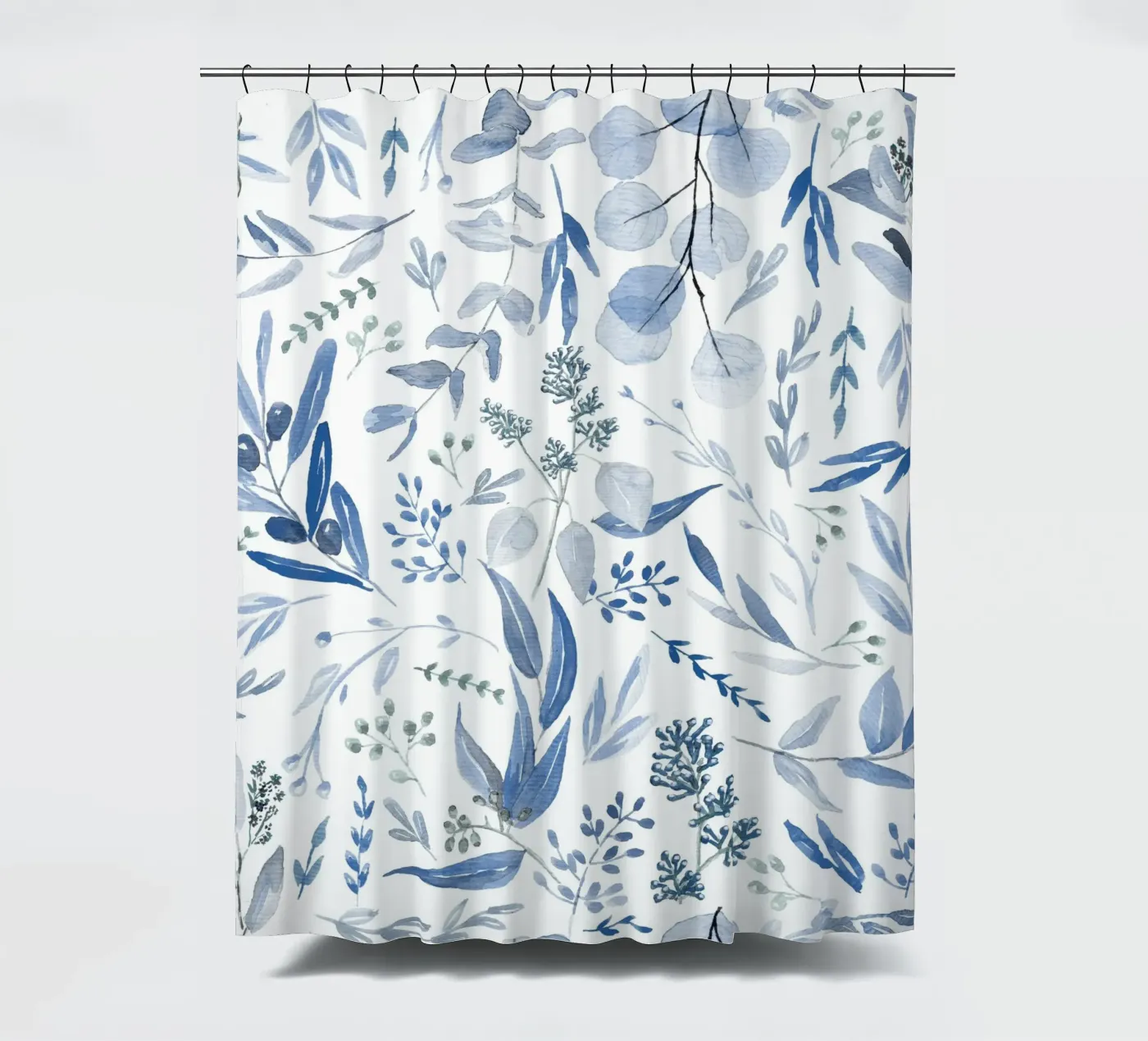 Blue Eucalyptus Pattern Duschvorhang von anisillustration