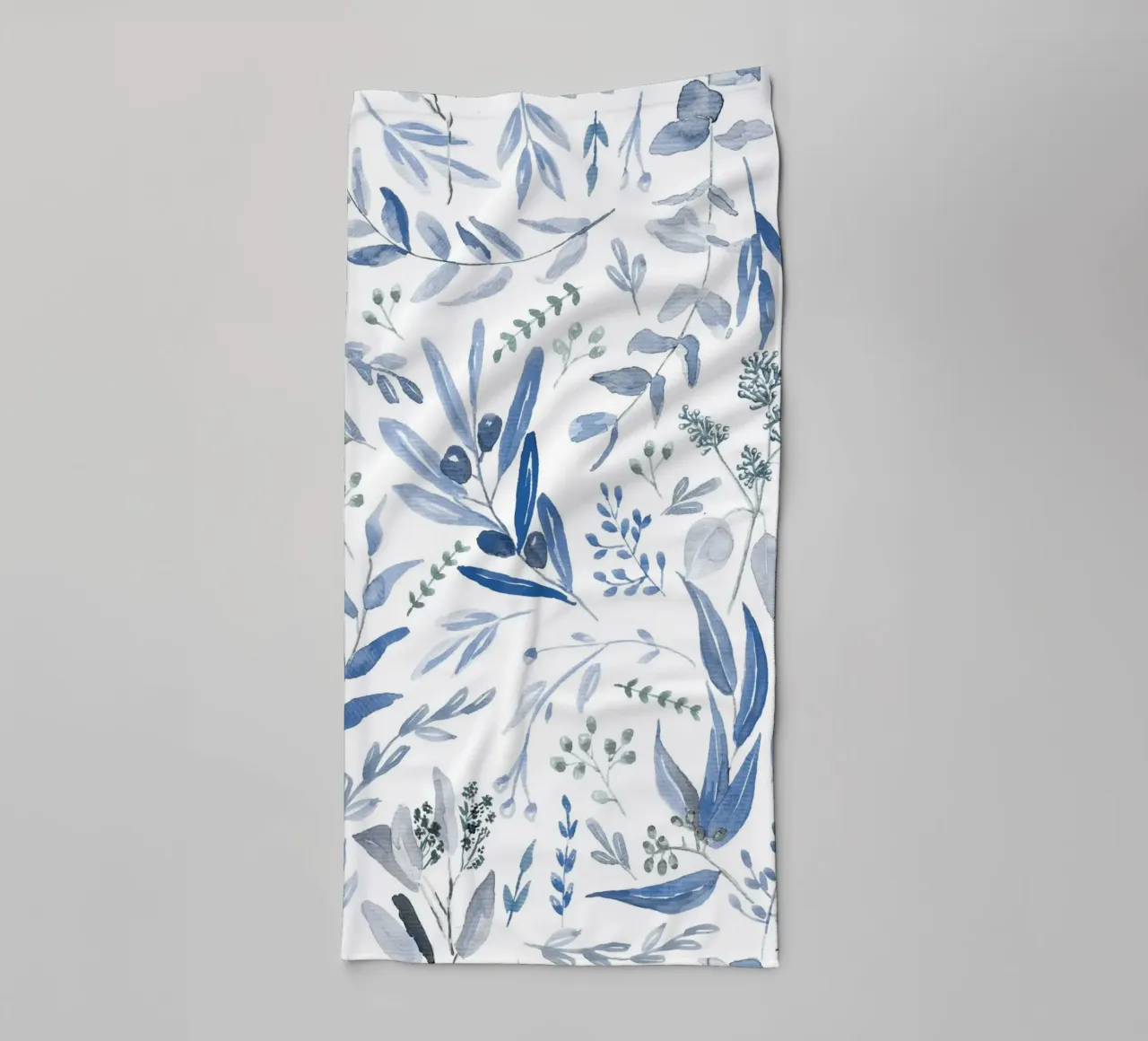 Blue Eucalyptus Pattern towel by anisillustration