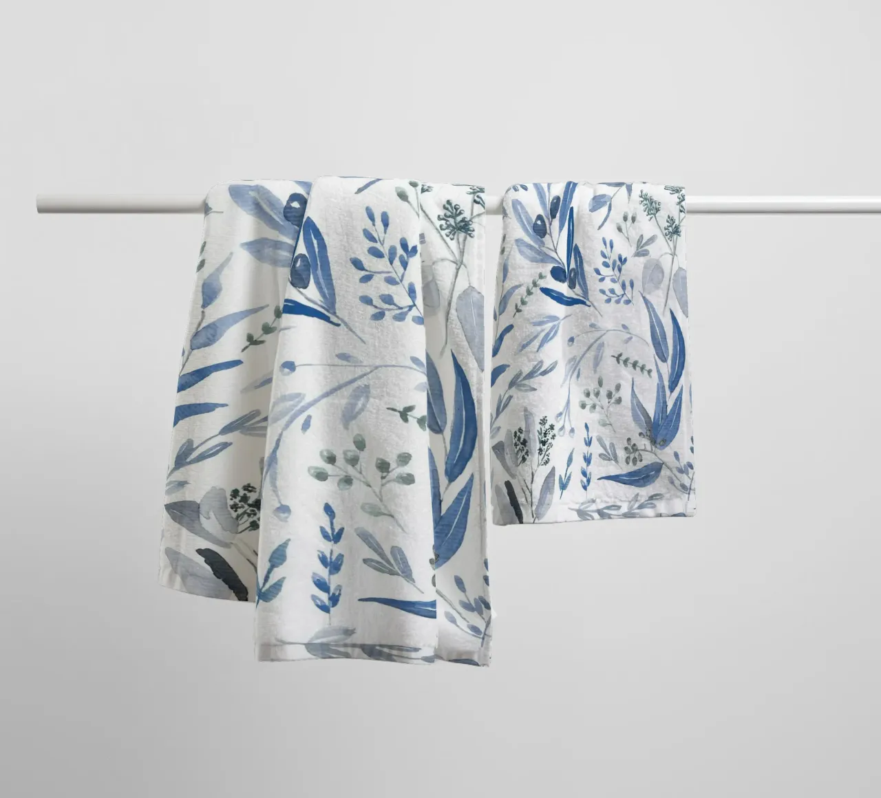 Blue Eucalyptus Pattern towel by anisillustration