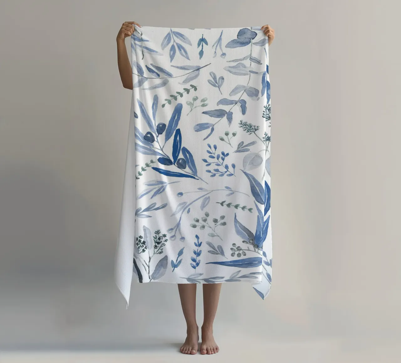 Blue Eucalyptus Pattern telo mare da anisillustration