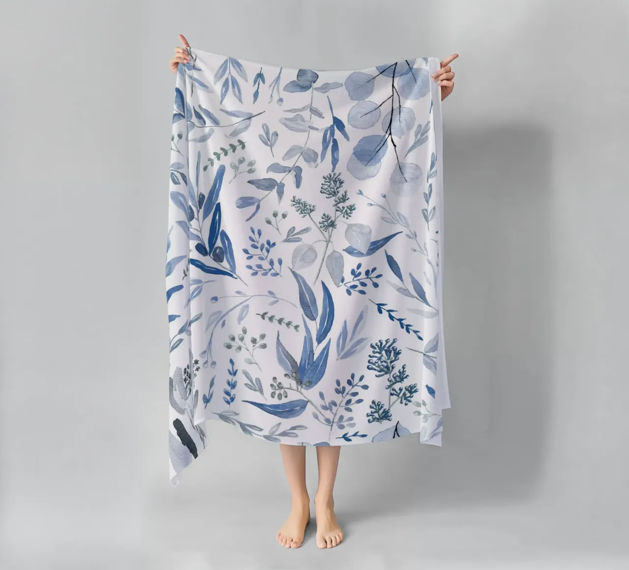 Blue Eucalyptus Pattern telo mare da anisillustration