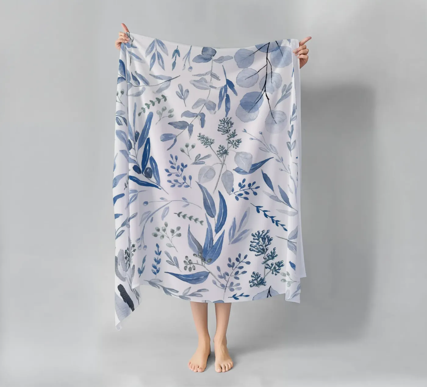 Blue Eucalyptus Pattern telo mare da anisillustration