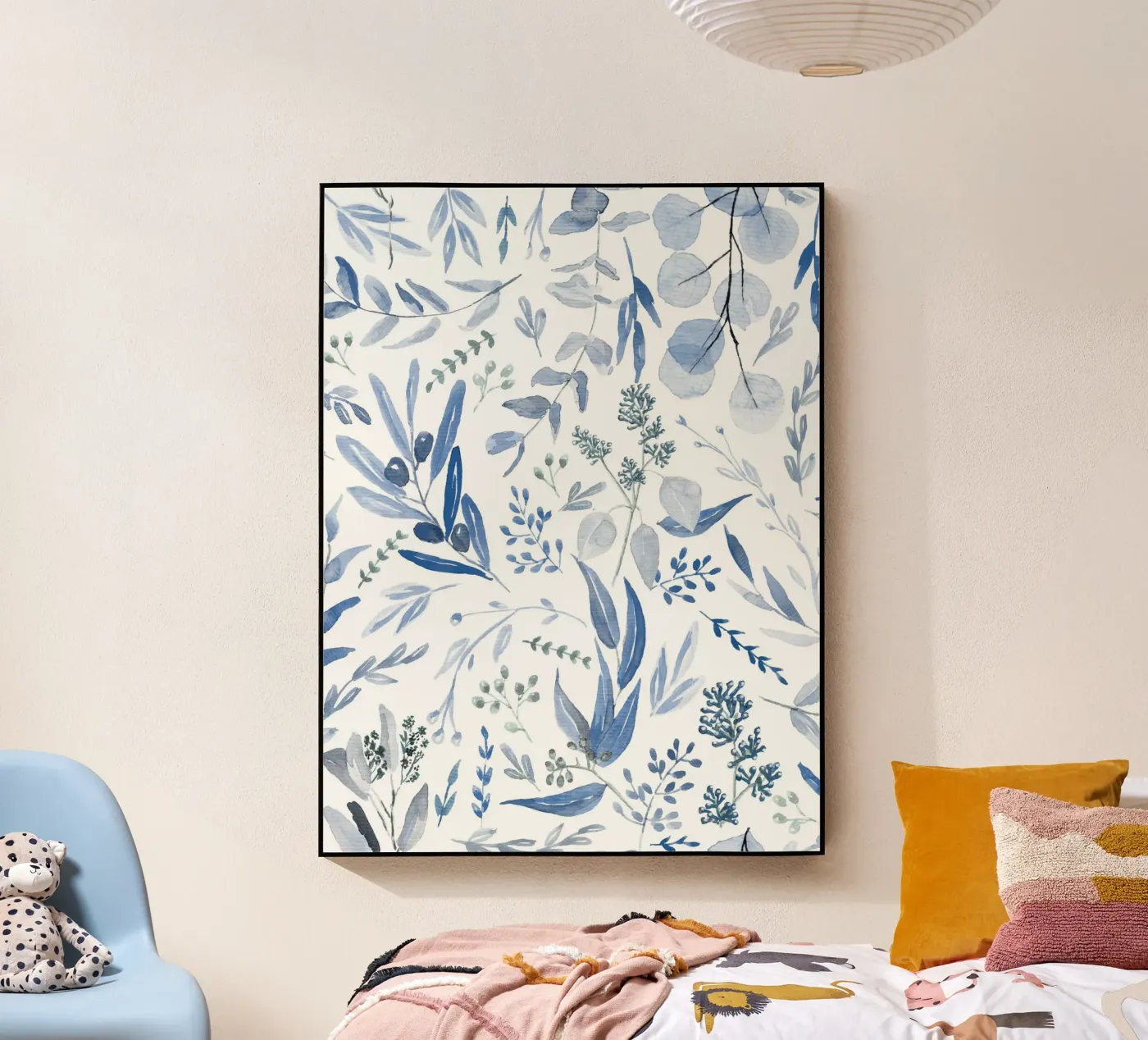 Blue Eucalyptus Pattern Acryl-Glas von anisillustration