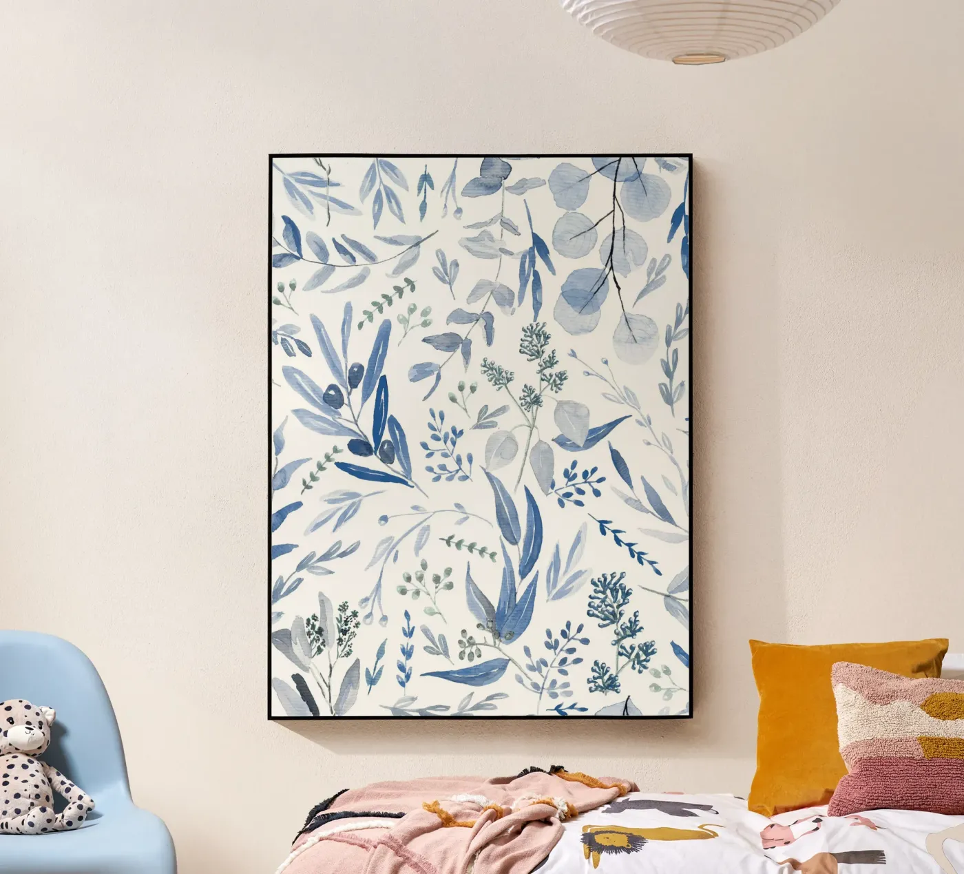 Blue Eucalyptus Pattern acrylic glass by anisillustration