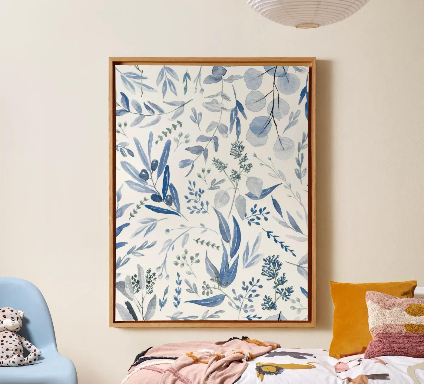 Blue Eucalyptus Pattern Leinwand von anisillustration