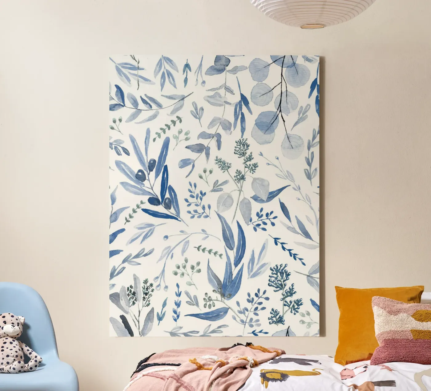 Blue Eucalyptus Pattern Leinwand von anisillustration