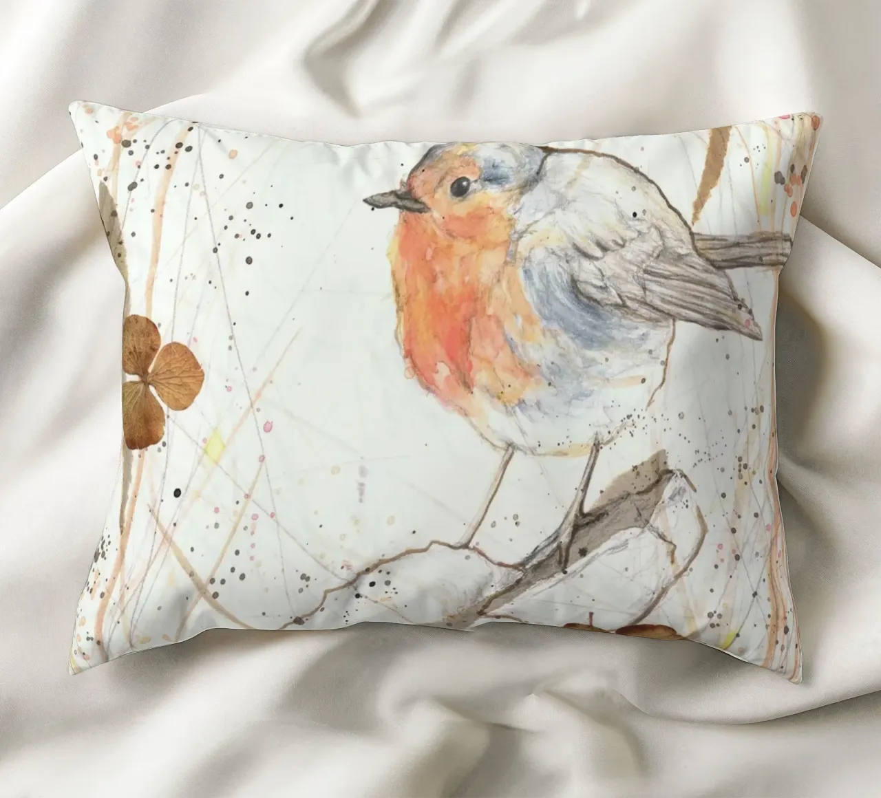 Piccoli uccelli rossi cuscino da Mandy Becker Fine Arts