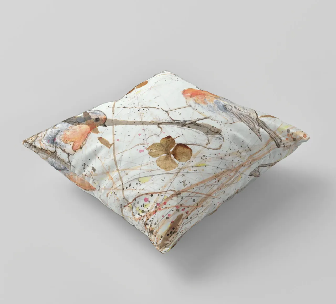 Piccoli uccelli rossi cuscino da Mandy Becker Fine Arts