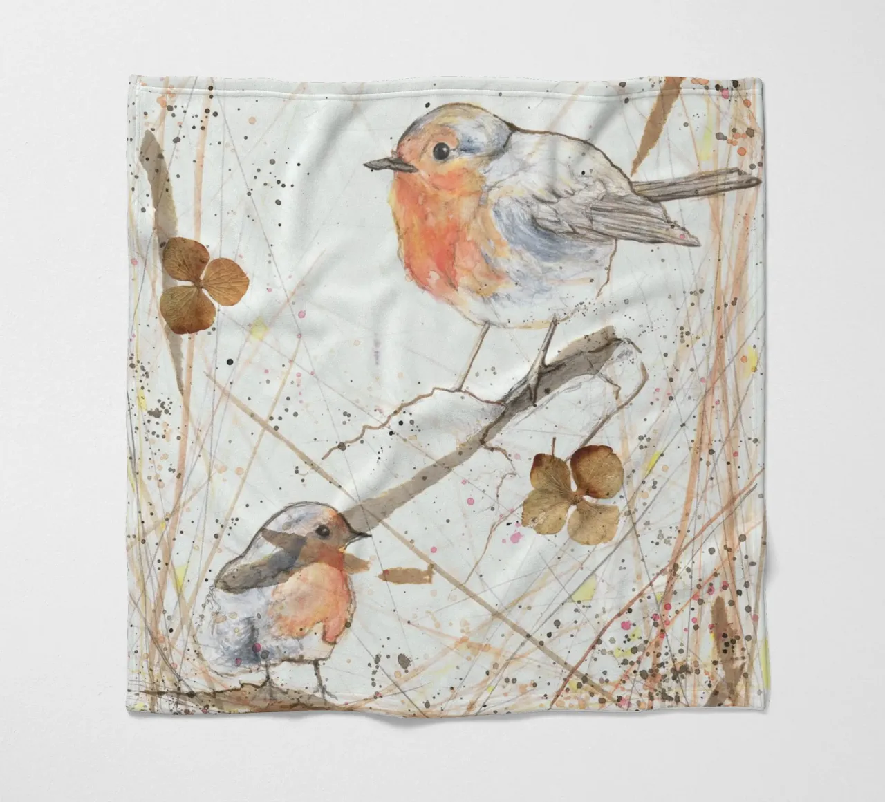 Piccoli uccelli rossi coperta in pile da Mandy Becker Fine Arts