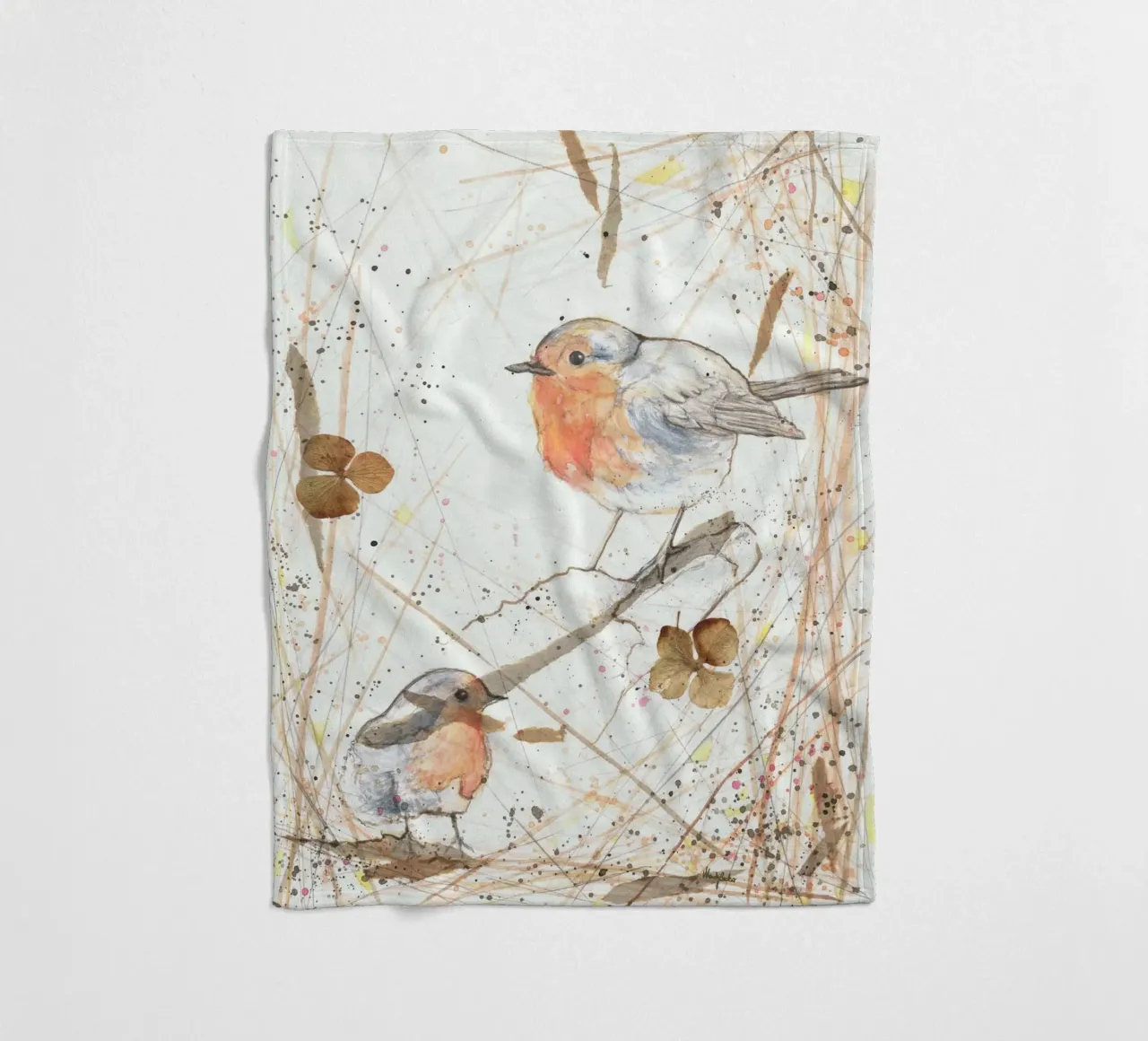 Piccoli uccelli rossi coperta in pile da Mandy Becker Fine Arts