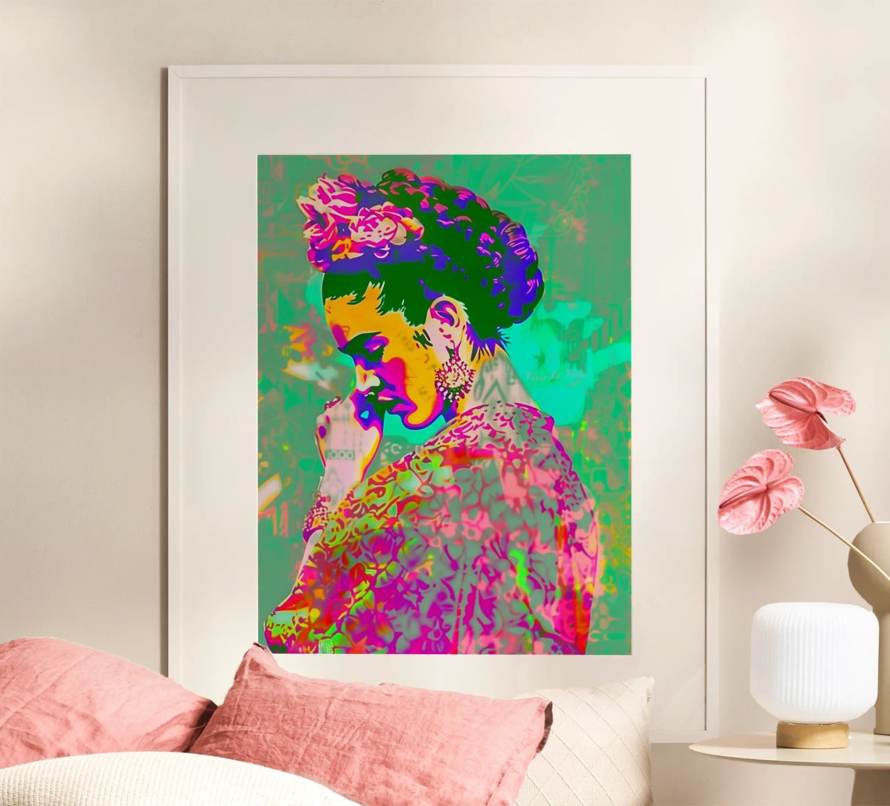 Neon Frida Art poster by Carinaprint