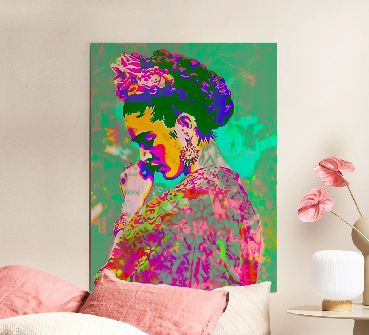 Neon Frida Art poster by Carinaprint