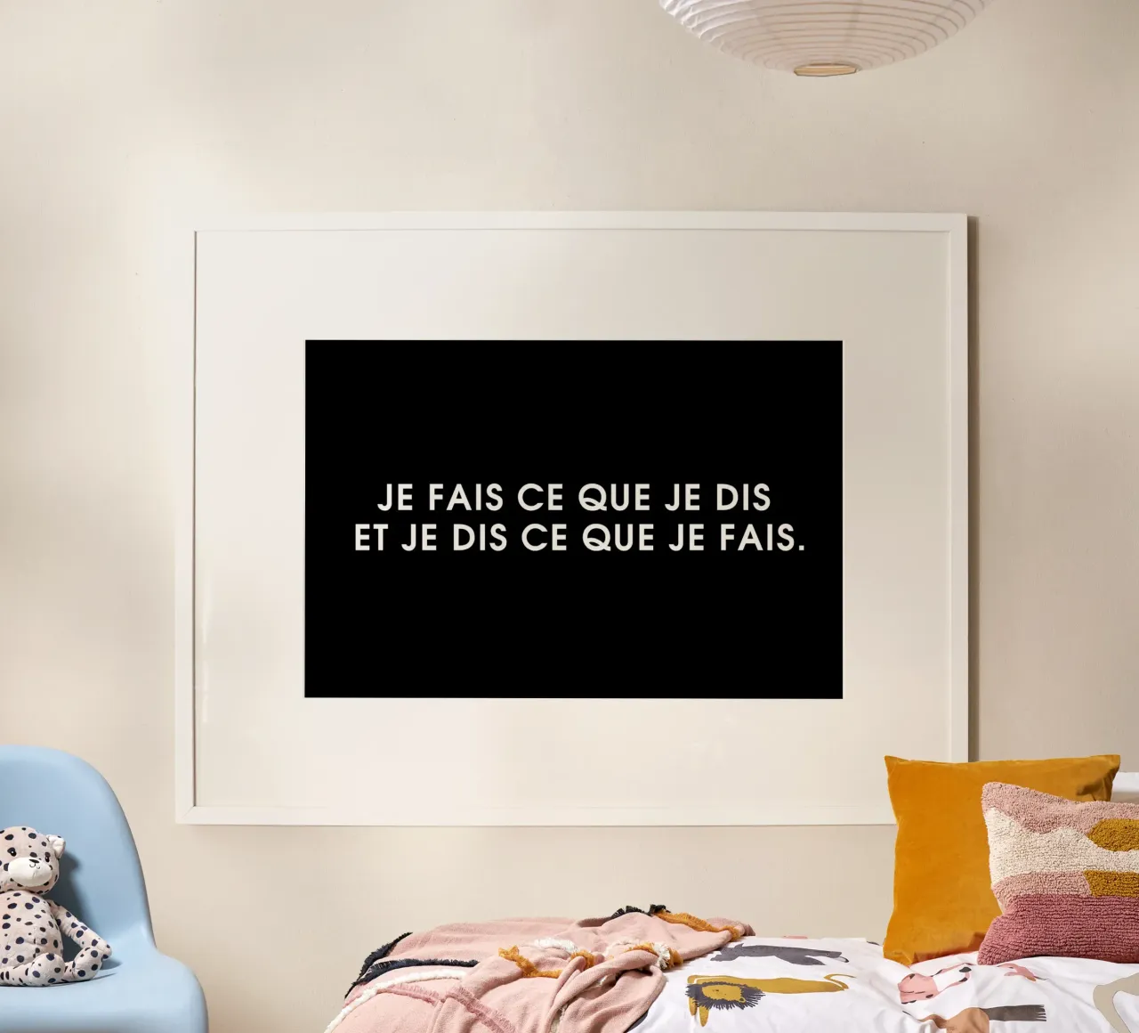 Je fais ce que je dis et je dis ce que je fais - Black poster con telaio in alluminio da Intertitres