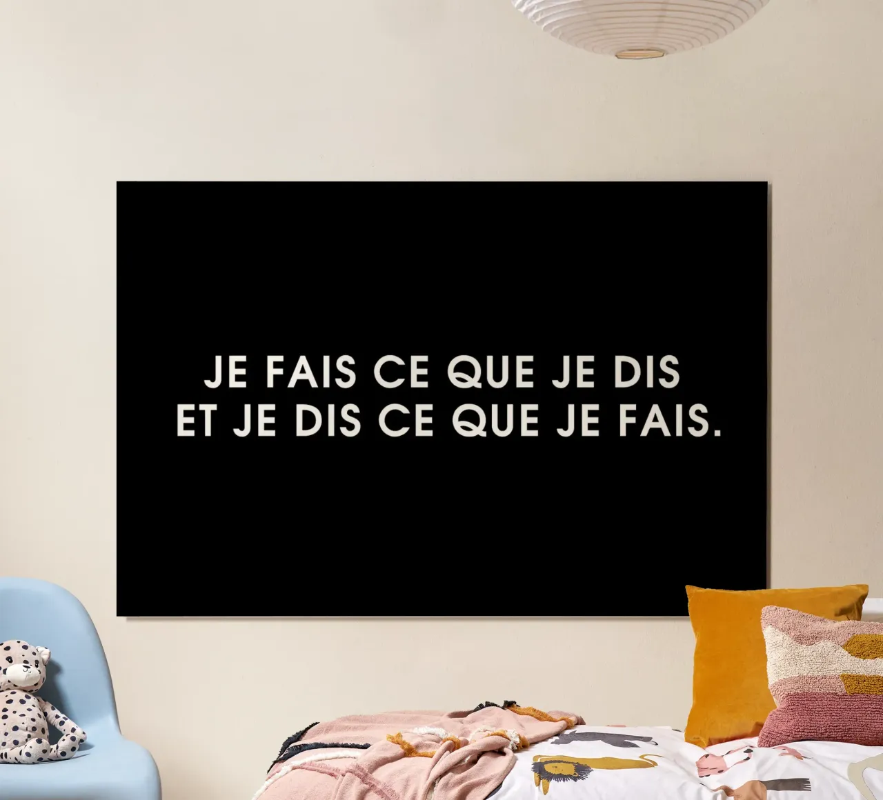 Je fais ce que je dis et je dis ce que je fais - Black poster con telaio in alluminio da Intertitres