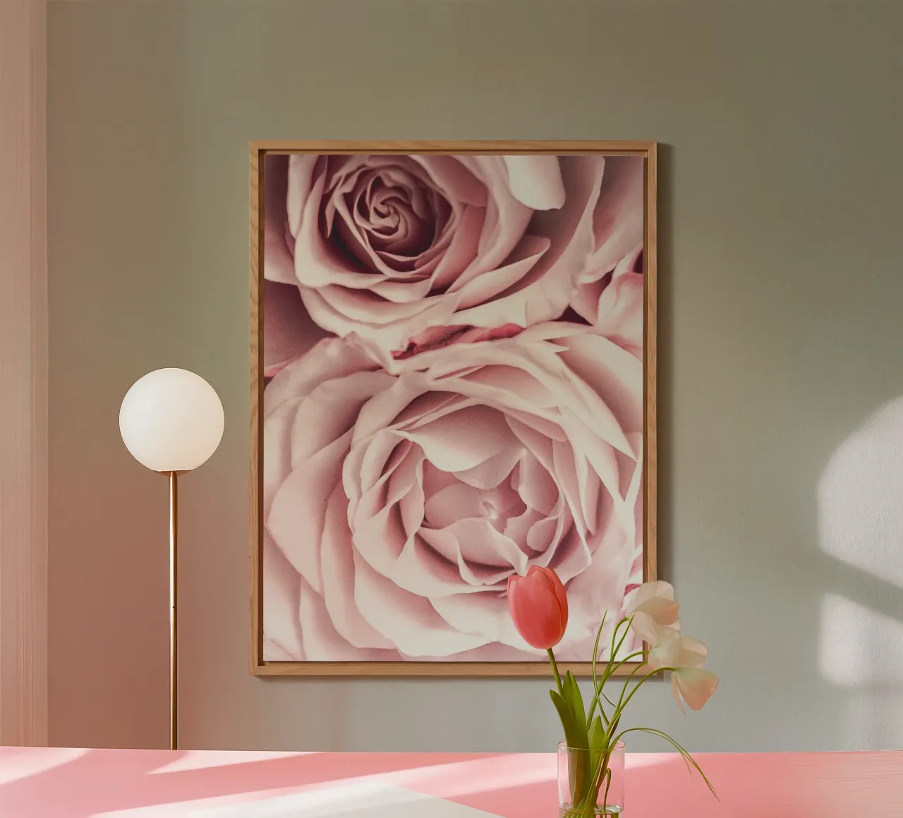 Rose rosa pallido - Elegante design floreale alluminio dibond da Whole©