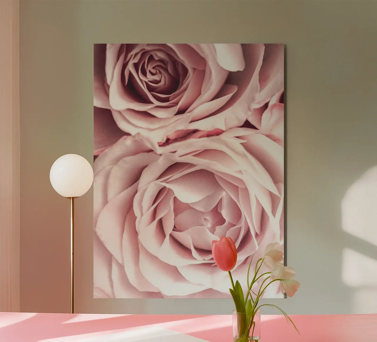 Rose rosa pallido - Elegante design floreale alluminio dibond da Whole©