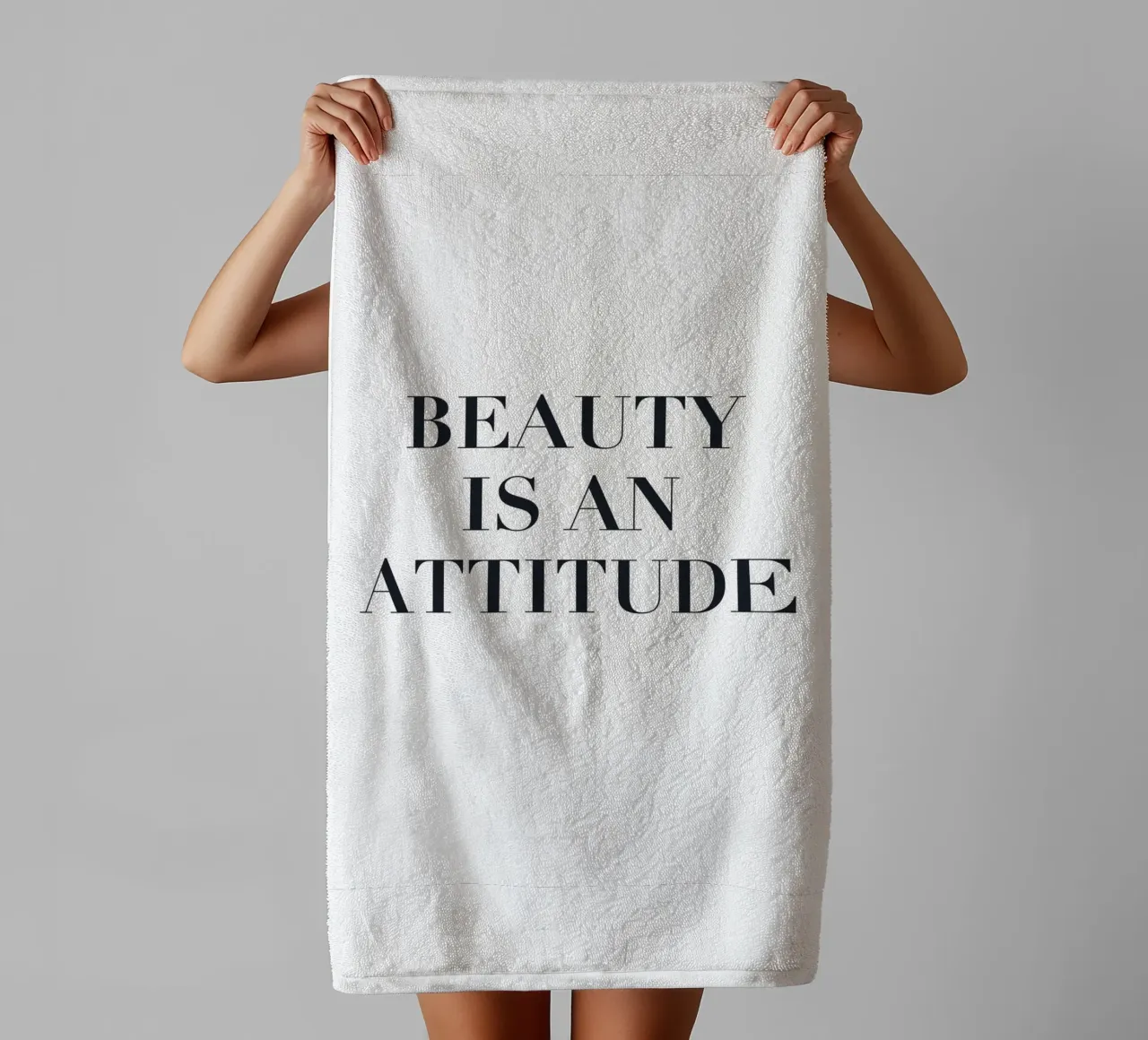 Beauty is attitude - Typographic statement towel by Whole©