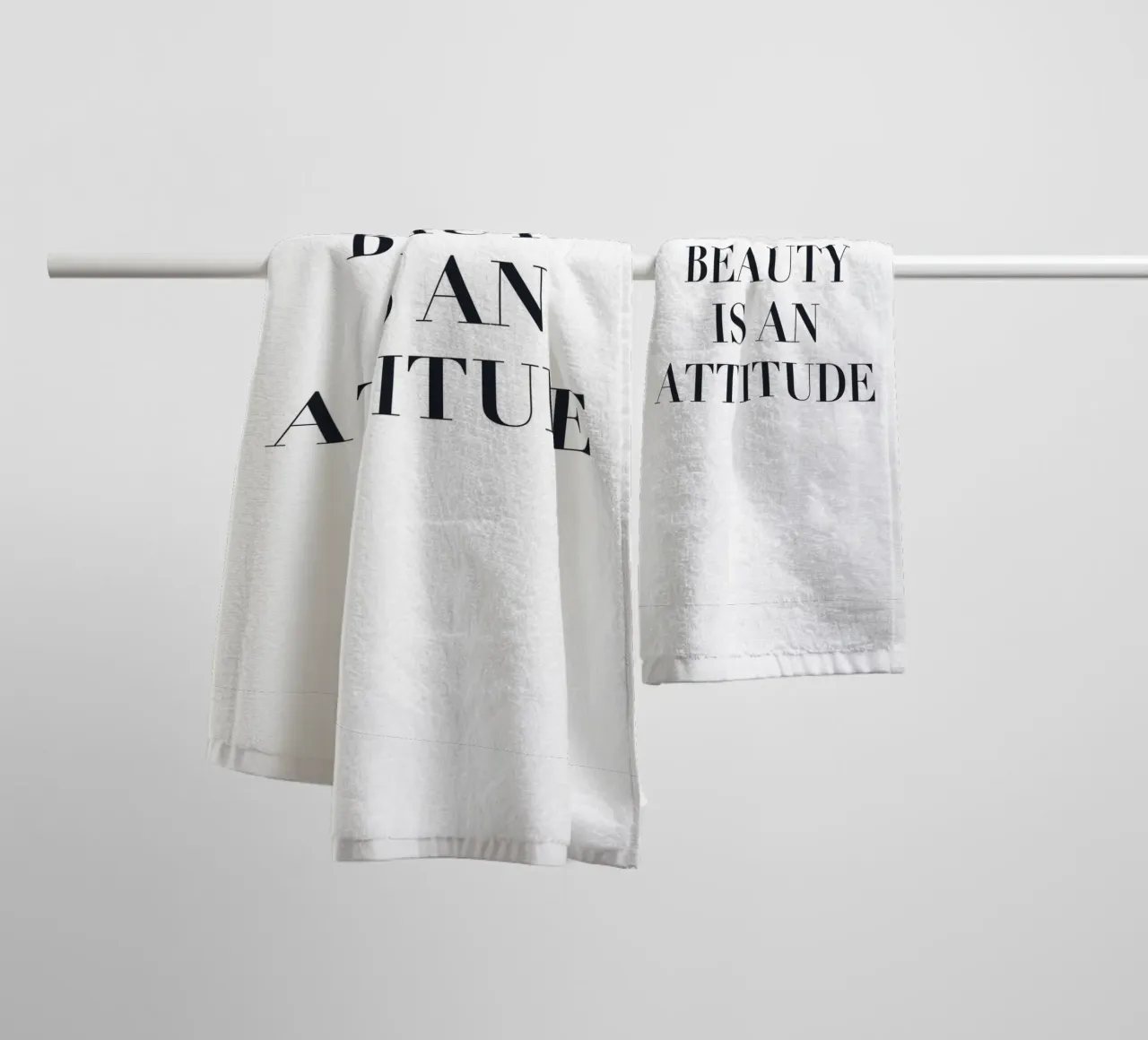Beauty is attitude - Typographic statement towel by Whole©