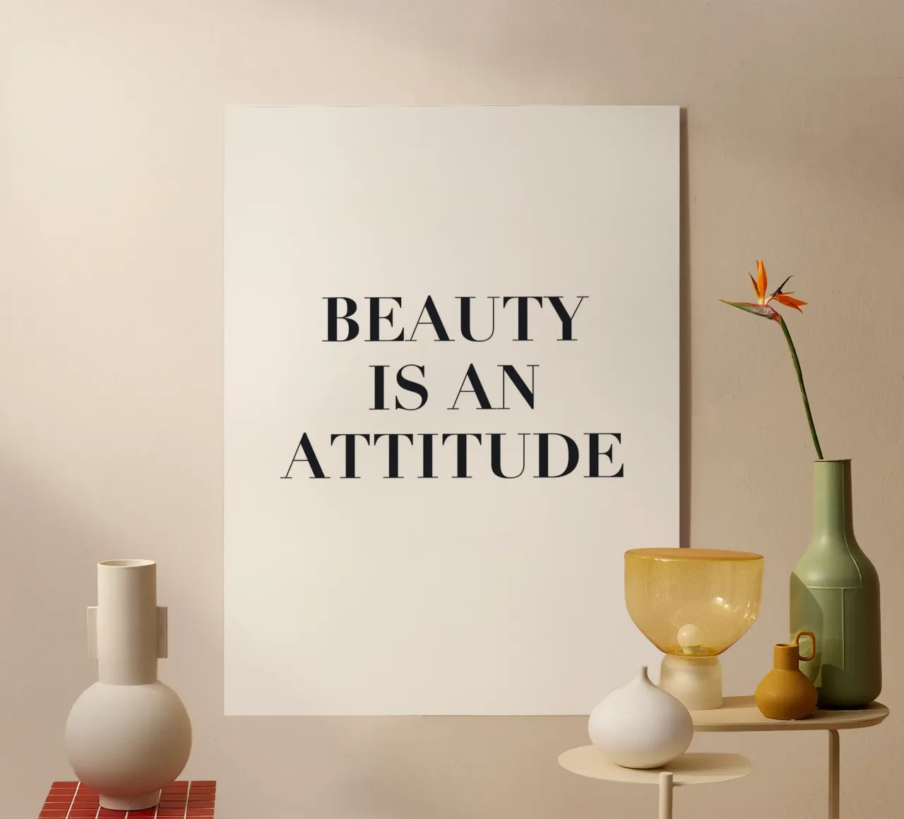 La belleza es actitud - Declaración tipográfica metacrilato de Whole©