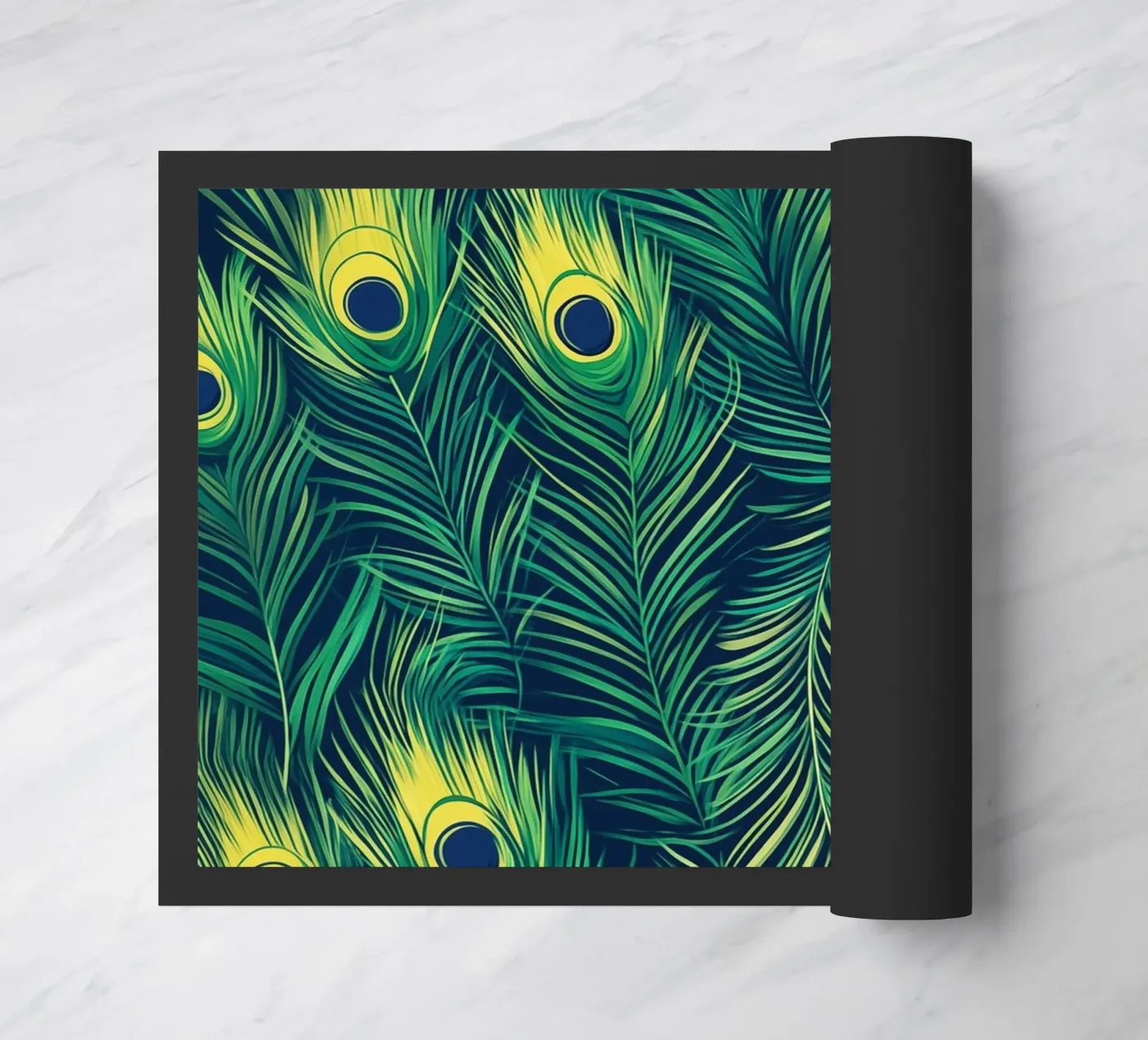 Opulent peacock feather design pattern doormat by Autofocus