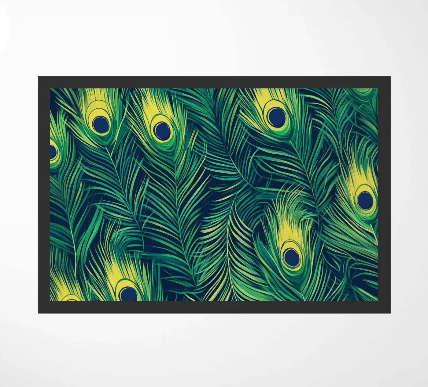 Opulent peacock feather design pattern doormat by Autofocus