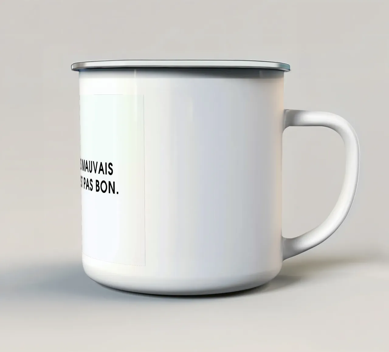 C'est pas mauvais mais c'est pas bon - White tazza in smalto da Intertitres
