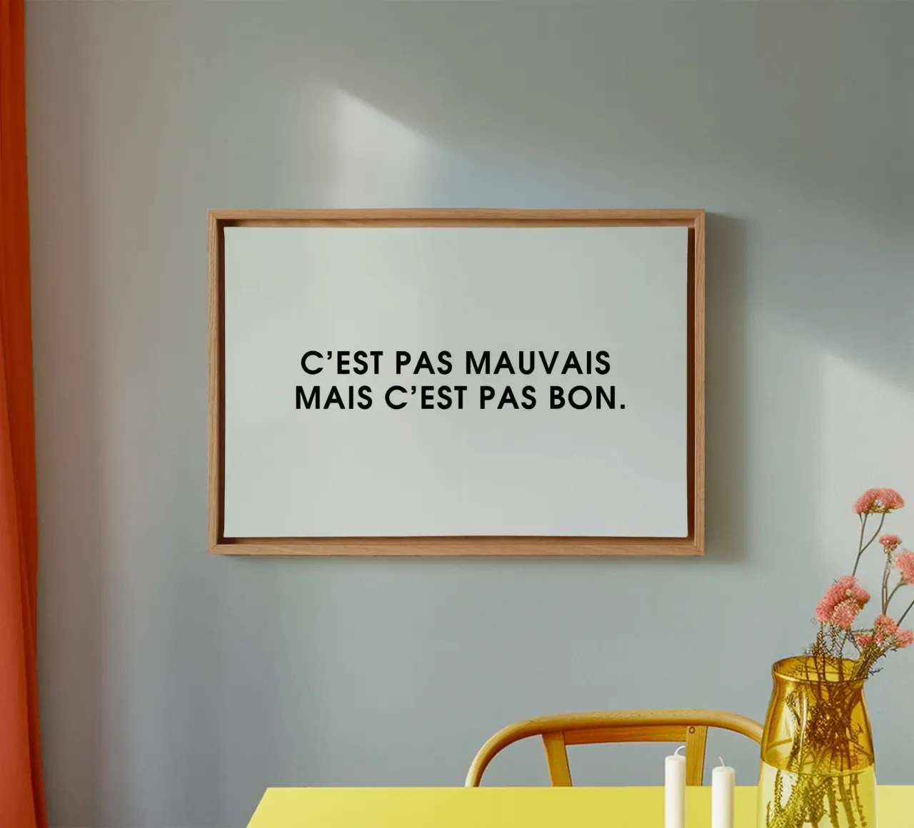 C'est pas mauvais mais c'est pas bon - White tela con Cornice a cassetta da Intertitres