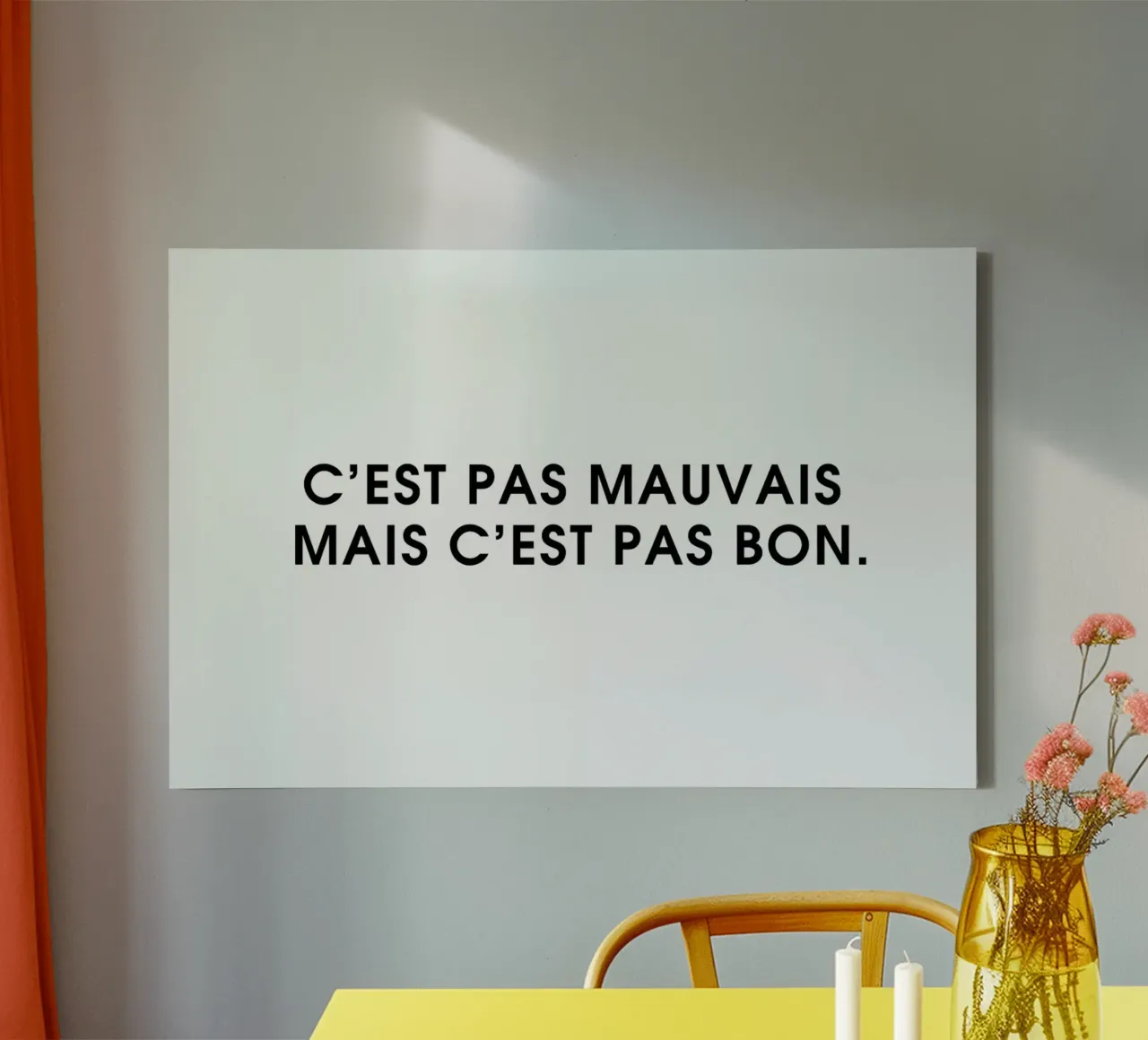 C'est pas mauvais mais c'est pas bon - White tela con Cornice a cassetta da Intertitres