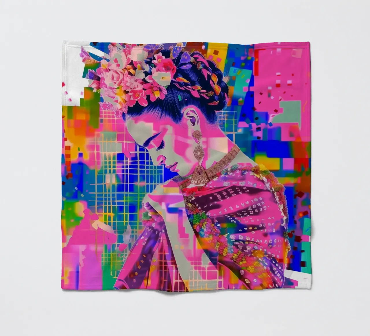 Frida Kahlo pop fleece blanket by Carinaprint