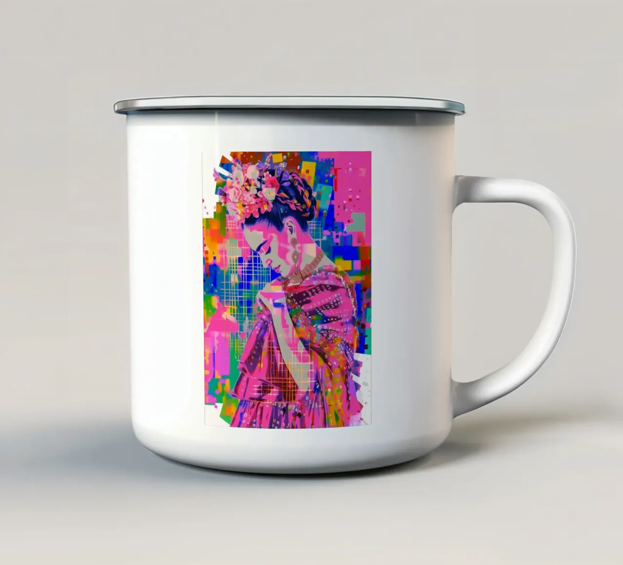 Frida Kahlo pop tazza in smalto da Carinaprint
