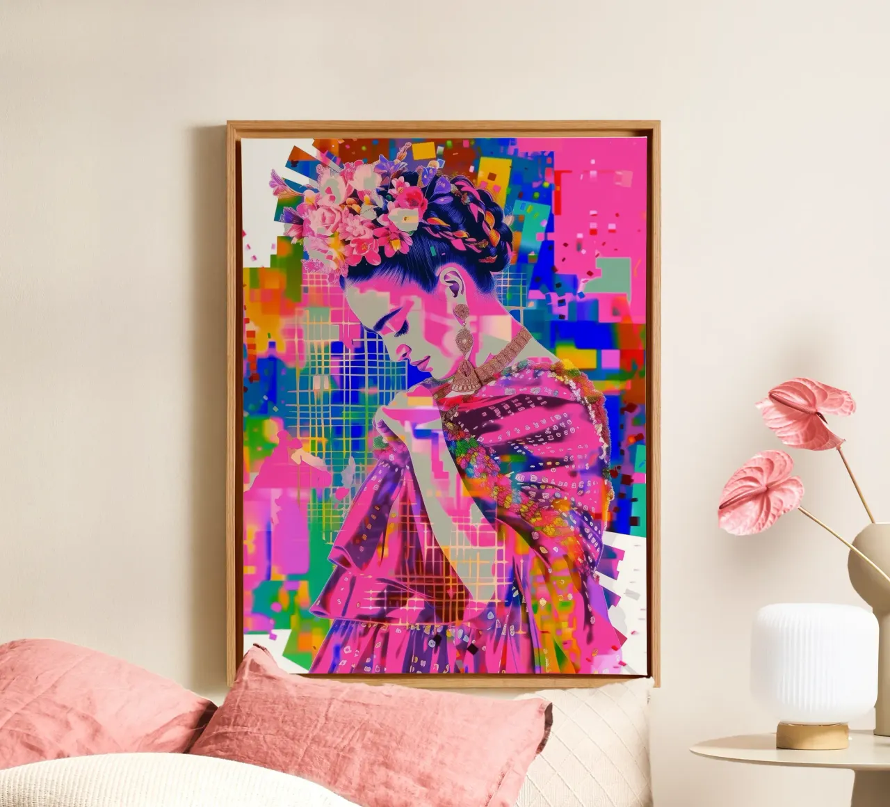 Frida Kahlo pop tela con Cornice a cassetta da Carinaprint