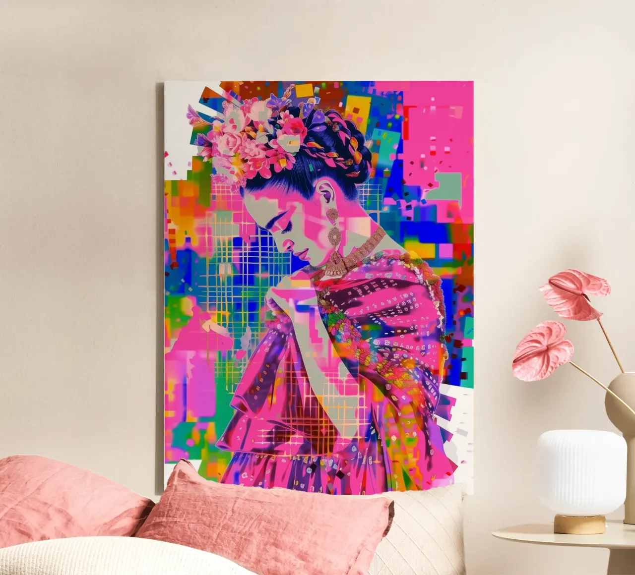 Frida Kahlo pop tela con Cornice a cassetta da Carinaprint