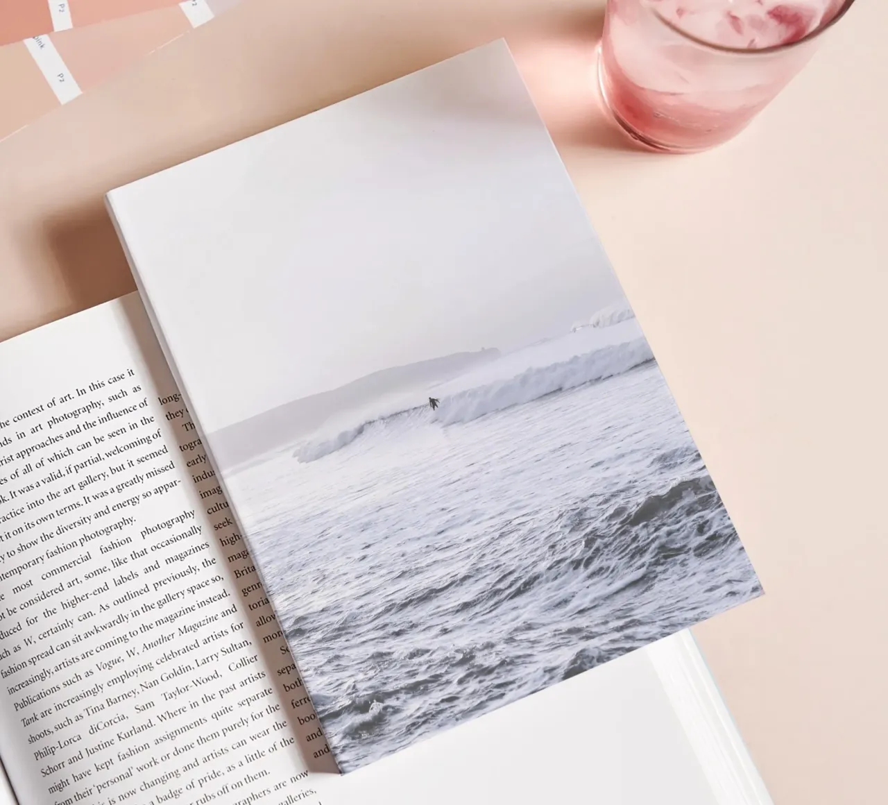 Surfers on waves - Minimalist ocean design notebook by Whole©