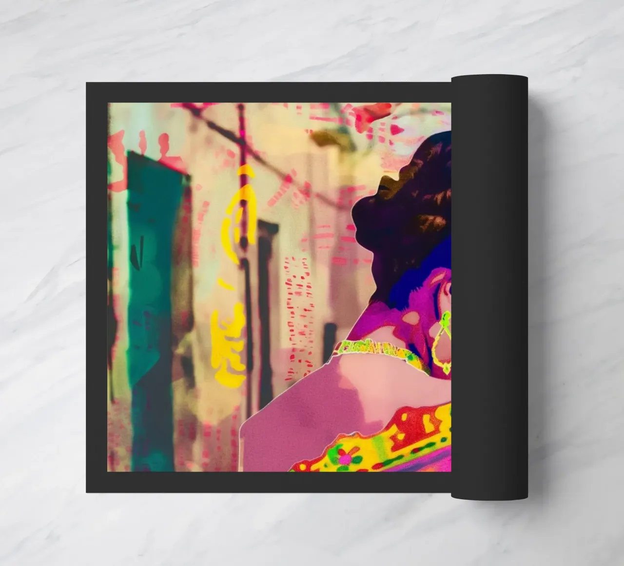 Neon Frida Art doormat by Carinaprint